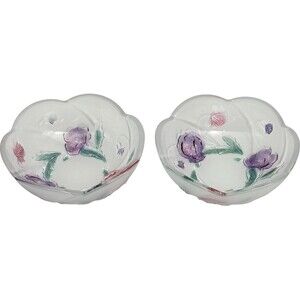 Mikasa Savior Vivre Frosted Glass Dessert Bowls 2 Embossed Flower Vintage